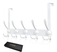 LYLIN Porte Manteau pour Porte,Crochet de Porte pour Cadre d'épaisseur 2.1 cm, Patère de Porte à Suspendre pour Porte en Verre de Salle de Bain (Blanc, 15 crochets)