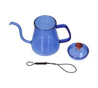 Lylithuif Bouilloire à bec long Grande capacité Résistant à la chaleur Facile à nettoyer Cafetière à longue bouche Conception à col de cygne en verre borosilicate de haute qualité pour (Bleue)