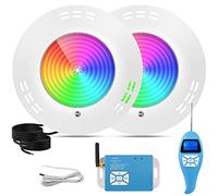 LyLmLe Projecteur Piscine LED Remplie de Résine, 35W Lampe Piscine extra-plats RGB Dimmable Multicolore Synchroniseur Externe avec Télécommande, Angle de faisceau 140°,IP68 étanche,12V AC, Lot de 2