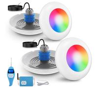 LyLmLe Projecteur Piscine Vissable avec Filetage 1" 1/2, RGB Spot LED Piscine Multicolore Contrôle Synchronisé, 12V AC Lampe pour Piscines Béton SPA, Sans Unité de Contrôle (15W, 2 Lampe)