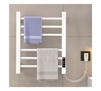 LYMGRZ Sèche-Serviettes électrique Mural, 6 Barres, avec minuterie, en Acier Inoxydable, à Brancher ou à Brancher, Blanc, à Brancher