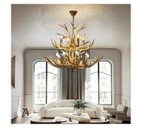 LYMSXAZOU Antler Deer Chandelier, Rustic Farmhouse Hanging Light Fixture for Living Room, Loft, Creates Cozy Ambiance