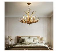 LYMSXAZOU Antler Deer Chandelier, Rustic Farmhouse Hanging Light Fixture for Living Room, Loft, Creates Cozy Ambiance