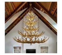 LYMSXAZOU Antler Deer Chandelier, Rustic Farmhouse Hanging Light Fixture for Living Room, Loft, Creates Cozy Ambiance