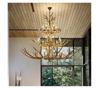 LYMSXAZOU Antler Deer Chandelier, Rustic Farmhouse Hanging Light Fixture for Living Room, Loft, Creates Cozy Ambiance