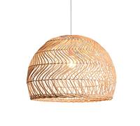 LYMSXAZOU Lustre Rustique à Une lumière en rotin tressé, Suspension avec Structure métallique, Style Nordique, plafonnier encastré pour café, Restaurant, Salon ou Chambre.
