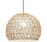 LYMSXAZOU Suspension Moderne, Lustre LED, Lampe Vintage scandinave bohème en Forme de Demi-Cercle, 1 Ampoule, en rotin tressé à la Main (Couleur : par défaut), éclairage