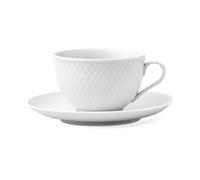 Lyngby Porcelæn Tasse à thé avec soucoupe Rhombe 24 lanc