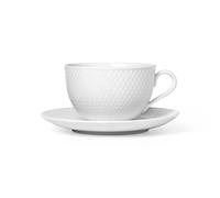 Lyngby Porcelæn Tasse à thé avec soucoupe Rhombe Blanc