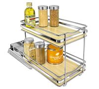 Lynk Professional® Élite™ Organiseur à épices coulissant pour armoire - Garantie limitée à vie - Étagère coulissante, 16,5 cm de large, étagère coulissante en bois et chrome pour épices, double