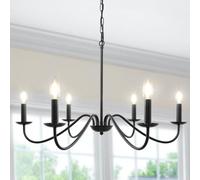 LynPon Lustres noirs plafonniers salon, 6 lumières suspension luminaire classique moderne vintage éclairage de plafond industriel pour salle à manger cuisine îlot chambre couloir éclairage E14