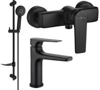 Lynx DF40 SET mitigeur de lavabo + mitigeur de douche avec accessoires, noir (745904DF40-70)