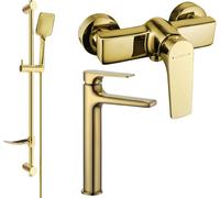 Lynx DF62 Ensemble de mitigeurs de lavabo et de douche avec accessoires, or (745914DF62-50)