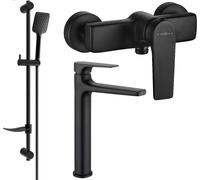 Lynx DF62 SET mitigeur de lavabo + mitigeur de douche avec accessoires, noir (745914DF62-70)