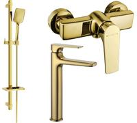 Lynx DQ62 Ensemble de mitigeurs de lavabo et de douche avec accessoires, or (745914DQ62-50)