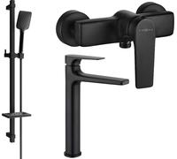 Lynx DQ62 SET mitigeur de lavabo + mitigeur de douche avec accessoires, noir (745914DQ62-70)