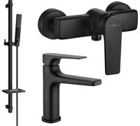 Lynx DQ72 SET mitigeur de lavabo + mitigeur de douche avec accessoires, noir (745904DQ72-70)