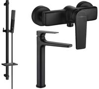 Lynx DQ72 SET mitigeur lavabo et douche avec accessoires, noir (745914DQ72-70)