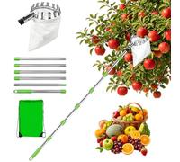 LYPPUL Cueille Fruit Telescopique, 2.4m Cueille Fruit Con Perche, cueille Pomme, Outil cueillette Jardin, Convient pour Verger Ferme et Jardin pour la RéColte des Pommes Cerises Poires PêChes
