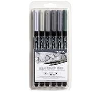 Lyra Aqua Brush Duo Set, Gray Tones, 6 Pieces