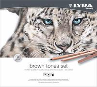 LYRA - Boîte métal de pastels et crayons esquisse tons bruns + accessoires - 25 pièces