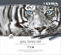 LYRA - Boîte métal de pastels et crayons esquisse tons gris + accessoires - 25 pièces