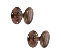 Lyra Boutons de porte ovales vintage à mortaise 60 mm | Poignées de porte traditionnelles intemporelles et durables en laiton massif - Convient pour une utilisation intérieure et