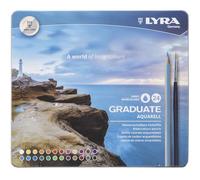 Lyra Crayons aquarelle Graduate Aquarell – Boîte métal 24 crayons + 1 pinceau