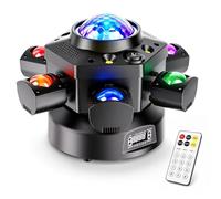 Lyre LED 150W RGBW LED éclairage de scène avec Disco lumière 6 bras lumineux Projecteur de scène avec Télécommande pour DJ Bar Noël Anniversaire Disco