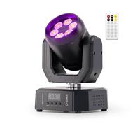 Lyre LED Lumière de Scène Mobile 30W avec Télécommande, Wash Jeu de Lumière Soirée 6 LED RGBW mini Lumière de Fête DMX512 Effet de Faisceau Contrôle du Son pour DJ Disco Bar Concert