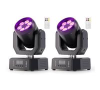 Lyre LED Lumière de Scène Mobile 30W avec Télécommande, Wash Jeu de Lumière Soirée 6 LED RGBW mini Lumière de Fête DMX512 Effet de Faisceau Contrôle du Son pour DJ Disco Bar Concert 2PCS