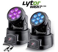 Lyre Wash - LYTOR WASH7 - 7 LEDs 4W RVB+Blanc - DMX-512 (7/12 canaux) - Pack de 2 + câble XLR 1,5m
