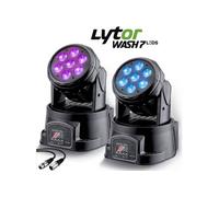 Lyres Pack WASH7 LEDS PRO DMX RVB 4W + BLANC Pack de 2 - En DMX-512 (7 ou 12 canaux) + Câble XLR mâle/femelle 1,5M