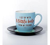 Lyrical Mug - Ensemble-cadeau de Tasse et Soucoupe Céramique avec paroles de chanson "Ami" - John Lennon & Paul McCartney - Autorisé par SONY / ATV - thumbs up! - 1001704, Bleu