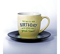 Lyrical Mug - Ensemble-cadeau de Tasse et Soucoupe Céramique avec paroles de chanson "Anniversaire" - John Lennon & Paul McCartney - Autorisé par SONY / ATV - thumbs up! - 1001702