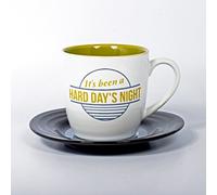 Lyrical Mug - Ensemble-cadeau de Tasse et Soucoupe Céramique avec paroles de chanson "Hard Day´s Night" - John Lennon & Paul McCartney - Autorisé par SONY / ATV - thumbs up! - 1001706