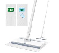 LyriFine Balai et serpillère, 1 tampon à installer et détacher, kit de nettoyage et de balayage 2 en 1 sec et humide pour le sol, raclette à eau pour nettoyage des sols, serpillère pour cheveux