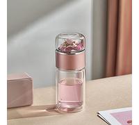 lyrlody Bouteille Infuseur à thé Bouteille d'eau en Verre à Double Paroi avec Filtre en Acier Inoxydable 304 420 Ml 14,2 Oz Tasse de thé Chaud et Froid pour le Bureau, les Voyages, la Salle de (Or