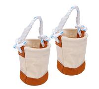 lyrlody Canvas Mini Tool Bucket, Base en Cuir, Poignée en Corde | Organisateurs de fixations pour le matériel, deux organisateurs mesurent 6 pouces de hauteur et 4,5 pouces de diamètre pour