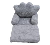 lyrlody Coussin de Siège Couronne en Tissu PP Coton, Coussin de Chaise avec Dossier Pliable, Princesse, Poils de Lapin, Gris, pour Enfants, Coin de Lecture, Jardin d'enfants, Siège de Sol (2 Niveaux)