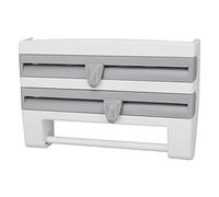 lyrlody film Alimentaire, Support Mural en ABS avec Coupeur intégré, 2 Options d'installation, Accès Facile au Rouleau, Organisateur de Sac à Serviettes en Aluminium pour la Cuisine (Gris Bleu)