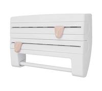 lyrlody film Alimentaire, Support Mural en ABS avec Coupeur intégré, 2 Options d'installation, Accès Facile au Rouleau, Organisateur de Sac à Serviettes en Aluminium pour la Cuisine (WHITE)