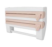 lyrlody film Alimentaire, Support Mural en ABS avec Coupeur intégré, 2 Options d'installation, Accès Facile au Rouleau, Organisateur de Sac à Serviettes en Aluminium pour la Cuisine (Kaki)