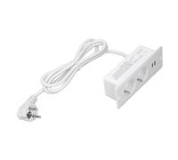 lyrlody Prise Multiple Encastrée pour Table, Prise Multiple pour Meuble, de Conférence Encastrée, 2 Prises Secteur, 2 Ports USB A, Station de Charge de Bureau 3000W pour Bureau, (White)