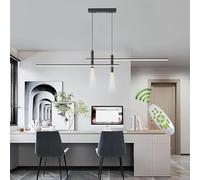 LYSDjia Suspension Moderne LED Noir avec télécommande Lustre 45W dimmable Salle à Manger lumière avec Fonction Spot Lampe Suspendue en métal éclairage de Plafond linéaire pour Table de Cuisine Bureau