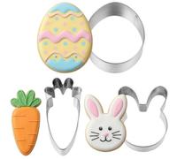 Lysjoy Emporte Piece Paques, 3 Pièces Moule Lapin De Paques, Moule Paque Emporte Piece Patisserie Lapin Acier Inoxydable,Easter Cookie Cutter Comprend Des Formes De Lapins,Poussin, De Carotte et D'œuf