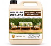 LYSSOLEN Lasure Protectrice Bois Extérieur et Intérieur | À l'Eau, Microporeux, Satinée Incolore | Imperméabilisant Transparent avec Filtre UV pour Terrasses, Clôtures, Pergolas et Poutres | 5 Litres