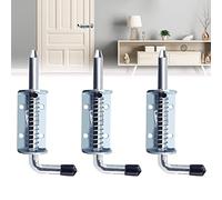 LYTIVAGEN 3 PCS Loquet à Ressort en Fer Galvanisé Serrure de Porte Abri de Jardin Boulon à Ressort Robust Targette à Ressort Verrou Porte de Garage pour Porte de Fourgon, Grange, Remorque, Sous-sol