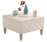 LYUCAYHQ Table Japonaise Basse en Rotin Tressé, Structure en Bois Massif, Capacité de 30 Kg, pour Le Salon, la Chambre, comme Table Basse, Près d'une(White,55x55x28cm/22x22x11in)