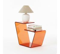 LYXBKSW Table de Chevet Acrylique, Table D'appoint à 3 Niveaux en Acrylique | Table D’Appoint Géométrique Moderne Transparente 8mm, pour Coin Canapé, Salon, Chambre(Orange)